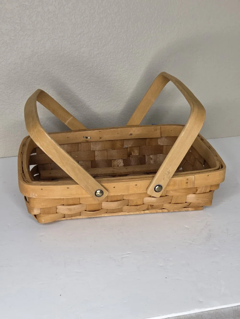 Natural Wood Woven Double Handle‎ Gathering Basket